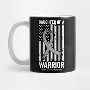 Daughter Of A Warrior Gray Ribbon USA Flag Brain Tumor Mug